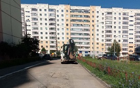 Частичный ремонт дорог возле домов по адресу ул. Делегатская 39а и 45